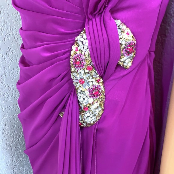 Alfabeta Evening Maxi Dress Fuchsia Color Size 2 - Picture 5 of 12